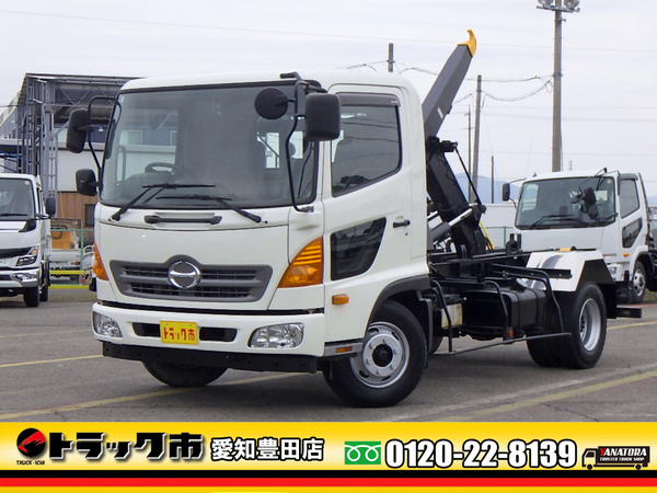 日野 レンジャー 脱着装置付コンテナ専用車 フックロール ツインホイスト