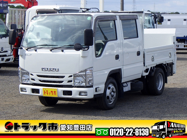 いすゞ エルフ Wキャブ 平ボディ 2t 垂直パワーゲート付き 荷台床鉄板