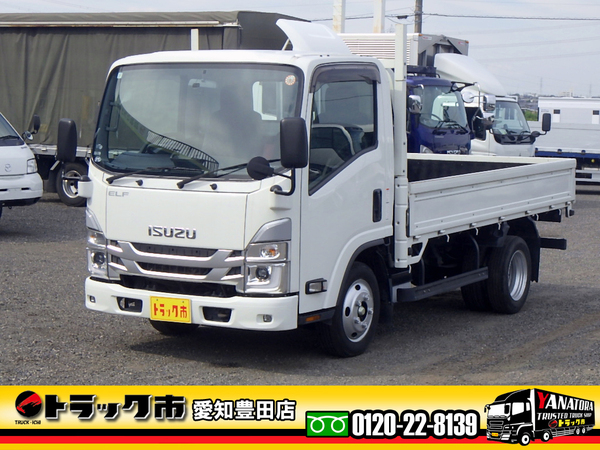 いすゞ エルフ 平ボディ 2t ハイキャブ セミロング 高床 衝突軽減 AT