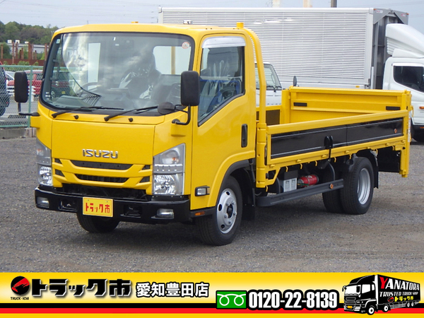 いすゞ エルフ 平ボディ 垂直パワーゲート付き ハイキャブロング 2t 6MT
